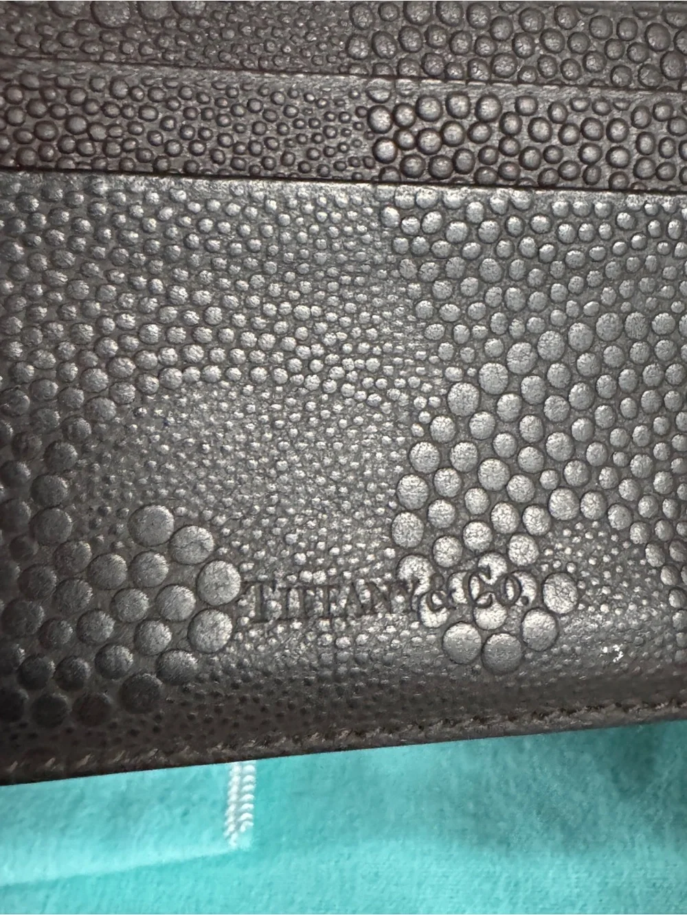 Tiffany & Co. waves Brown Textured Leather Card Holder
